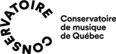 Logo of the Conservatoire de musique de Québec. The word “CONSERVATOIRE” is written in a circular layout on the left, with “Conservatoire de musique de Québec” in stacked text on the right.